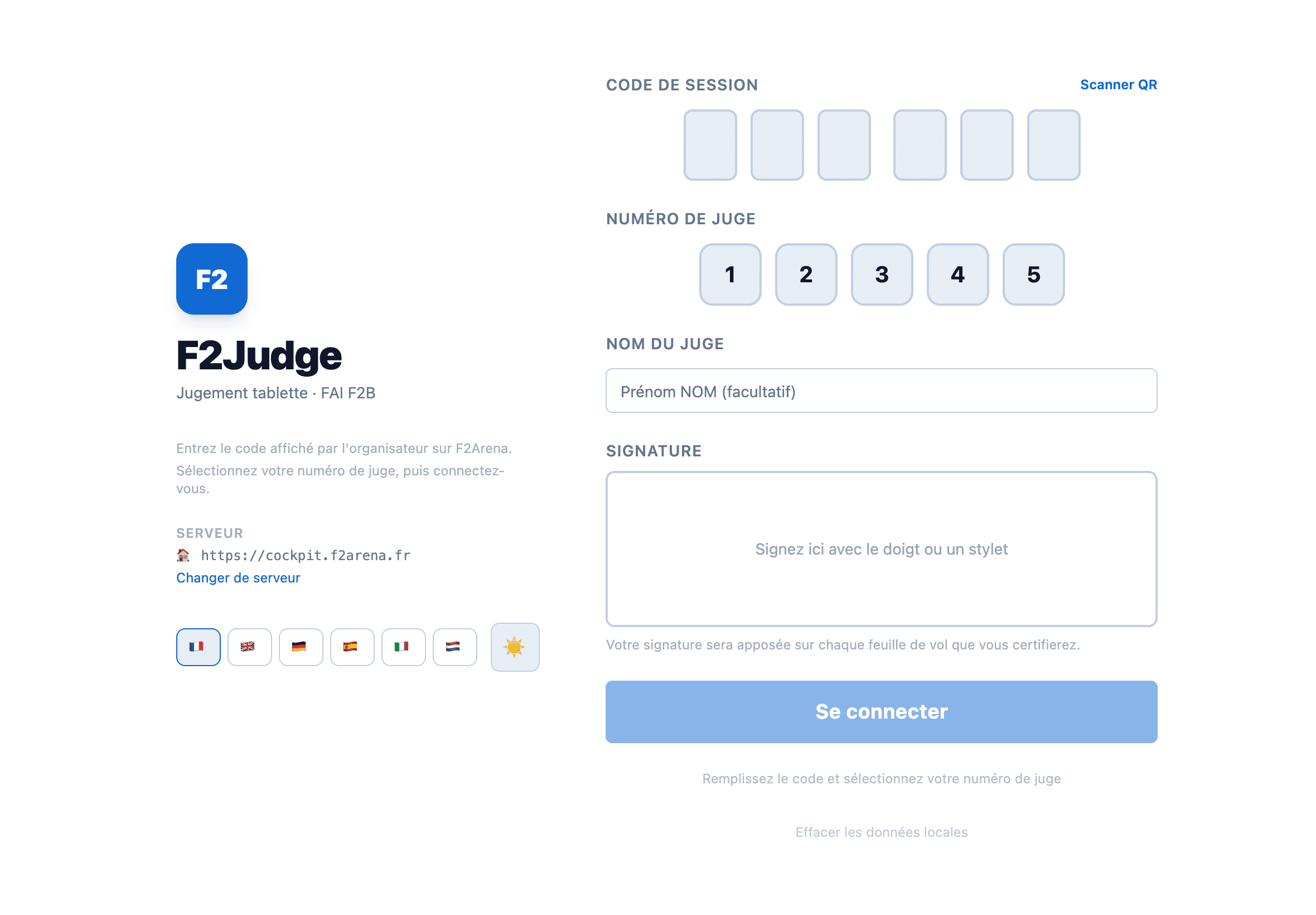 F2Judge : la tablette du juge, en six langues.