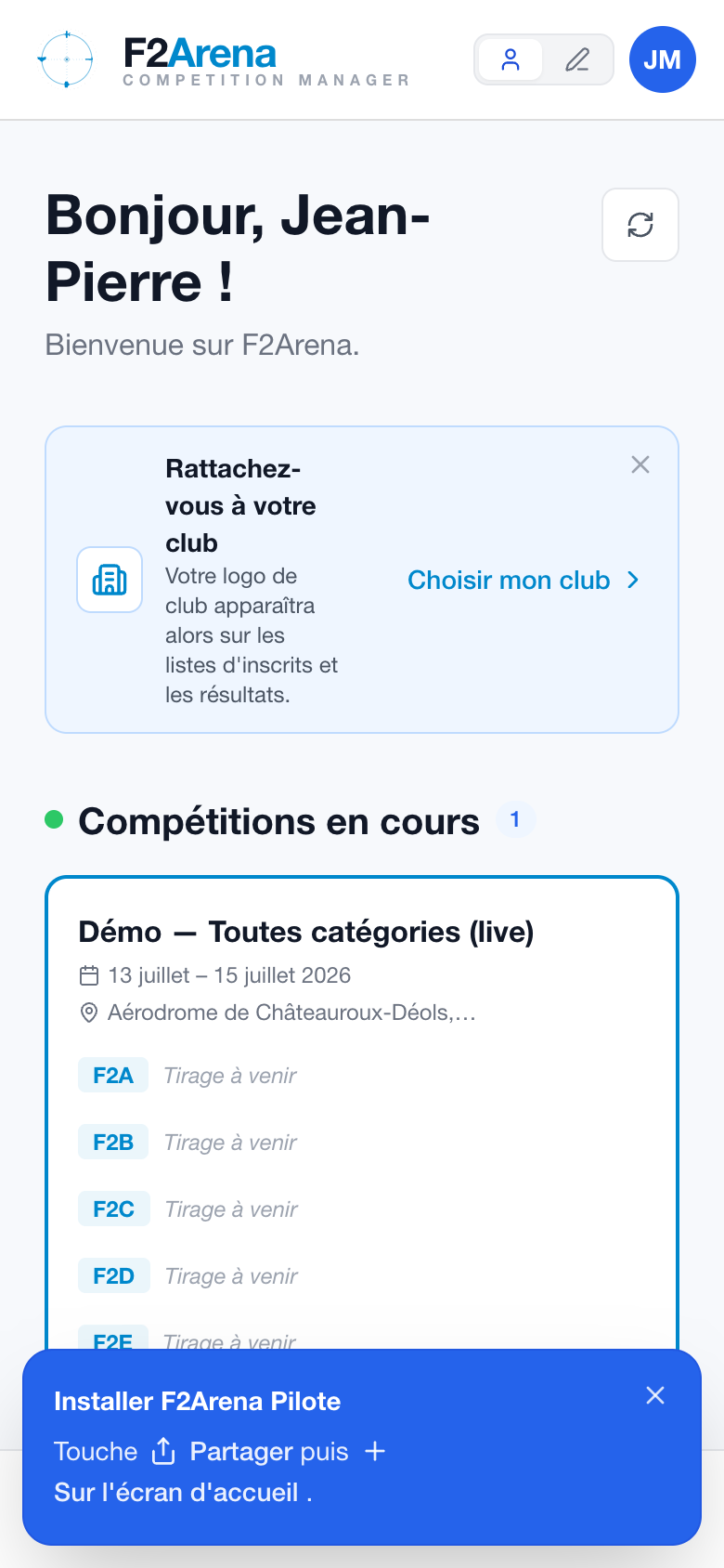 bandeau bleu en bas d'écran sur iOS indiquant « Touche Partager puis Sur l'écran d'accueil »